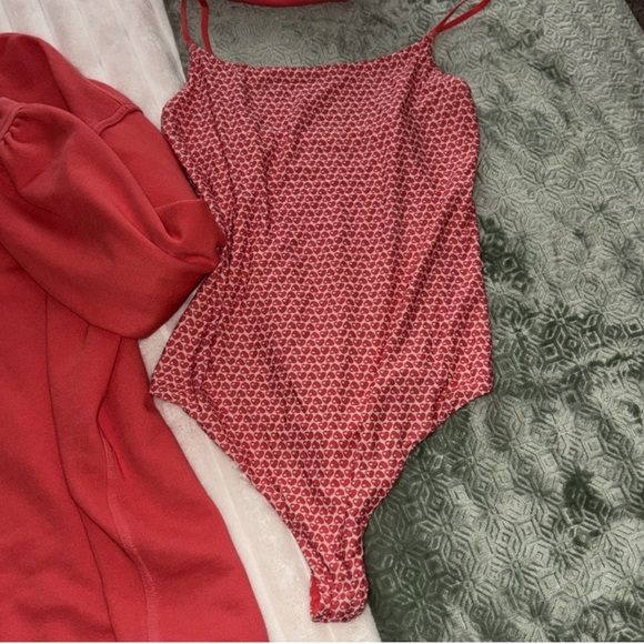 aerie Tops - Aerie Smooth Red Heart Bodysuit